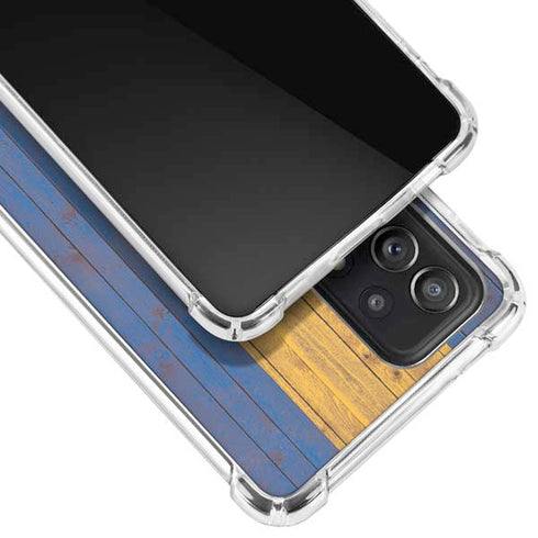 Barbados Flag Dark Wood Galaxy A72 5G Clear Case